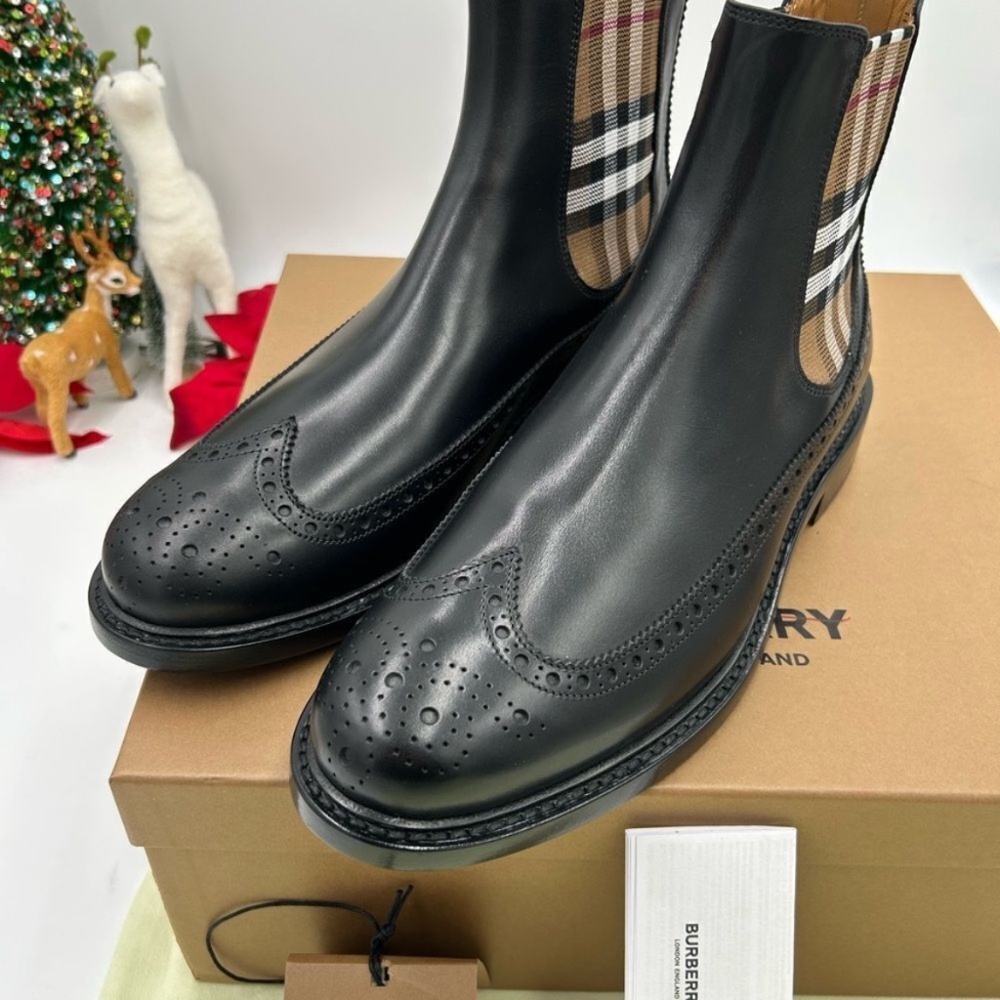 Men’s Burberry vintage check leather Chelsea boots size 43 made in Italy - Picture 11 of 11